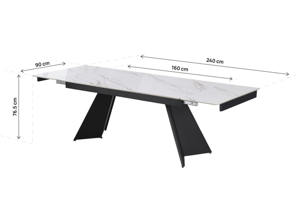 Mesa de comedor extensible de cerámica para 6 a 10 personas "Equinoxe" - Oro blanco veteado