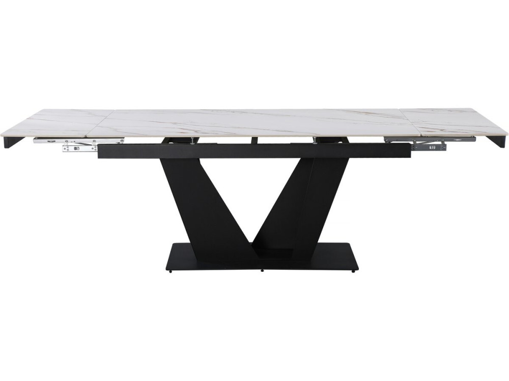 Mesa de comedor extensible de cerámica - 160/240 cm - 6 a 10 personas "Nova" - Blanco jaspeado dorado