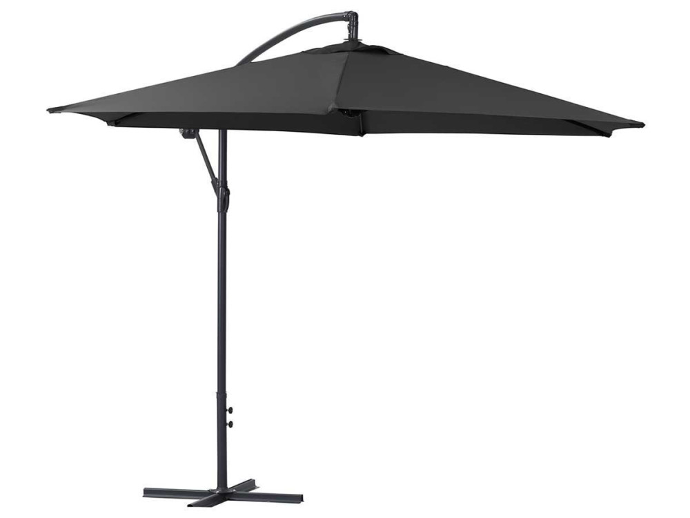 Parasol de jardín exéntrico en aluminio ILIOS - Circular - Ø 3 m - Negro