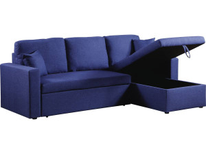Sofá esquinero convertible "Alain"- 3 places - Azul