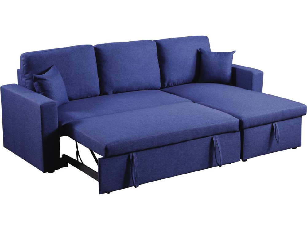 Sofá esquinero convertible "Alain"- 3 places - Azul