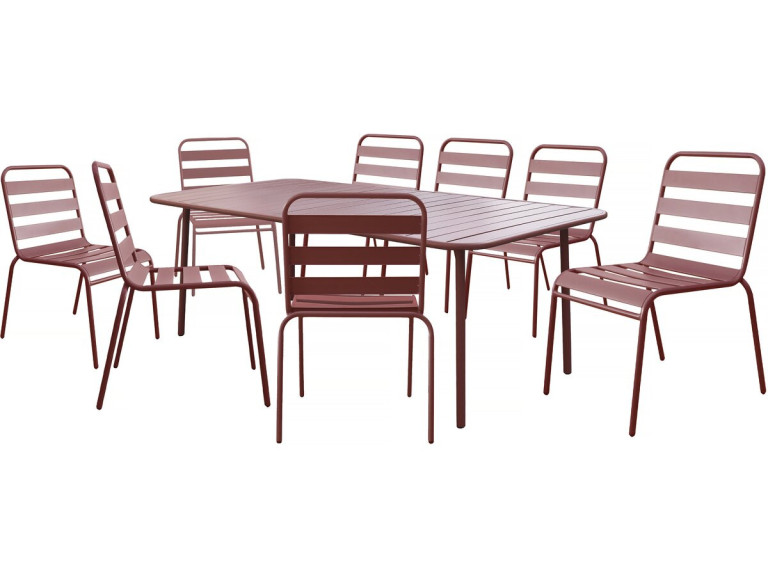 Conjunto de muebles de jardín metálicos "Bilbao" - 8 plazas - Terracota