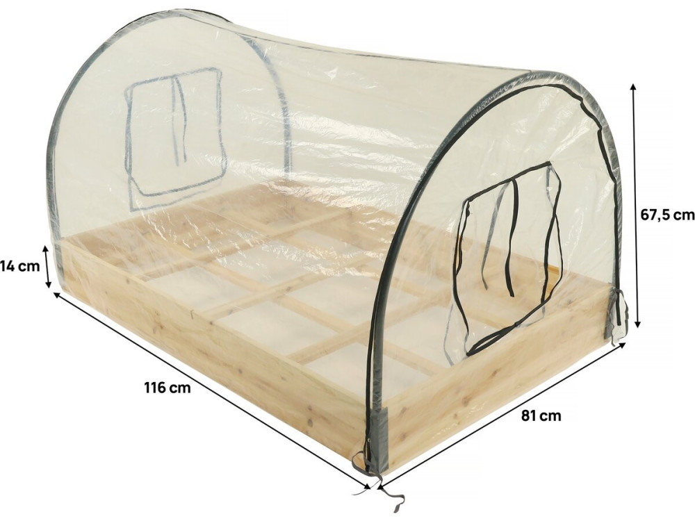 Huerto urbano de madera 116 x 81 x 67,5 cm «Muscari» - con funda de invernadero
