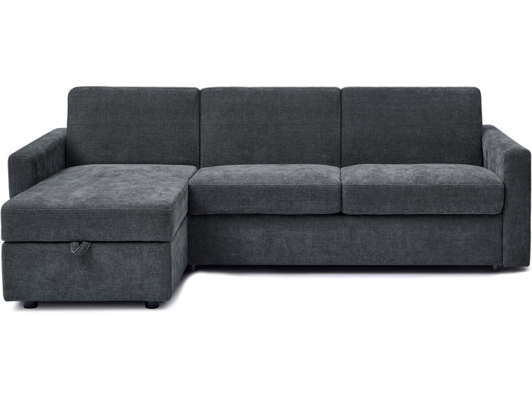 Sofá cama esquinero reversible "Celia" con mecanismo convertible exprés, tapizado en tela, 3 plazas, Gris