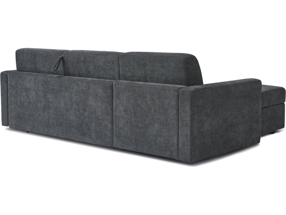 Sofá cama esquinero reversible "Celia" con mecanismo convertible exprés, tapizado en tela, 3 plazas, Gris