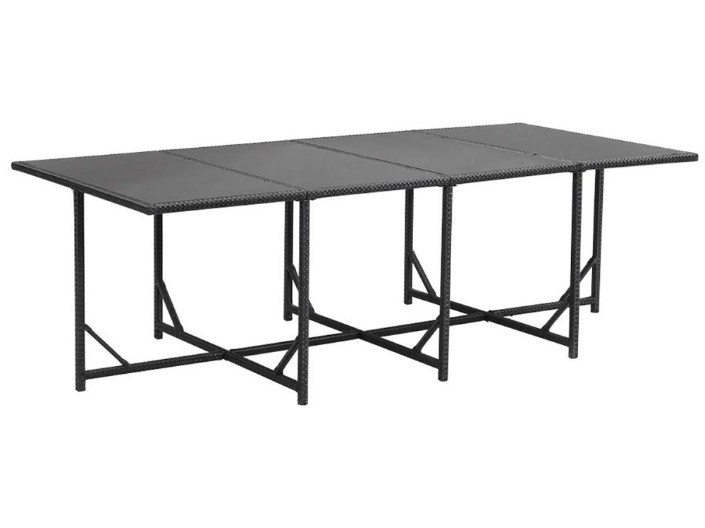 Comedor de jardín en resina trenzada Chicago 8 - Atlanta - Negro - 8 plazas