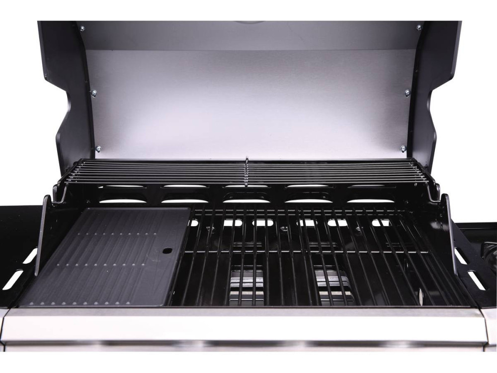 Barbacoa a gas con LED "Bingo 4" - 4 quemadores (1 lateral) - 14kW + Funda de protección- Negro