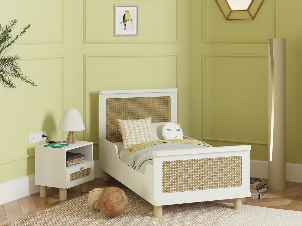 Cama infantil "Ochna" - 70 x 140 cm - Blanco mate