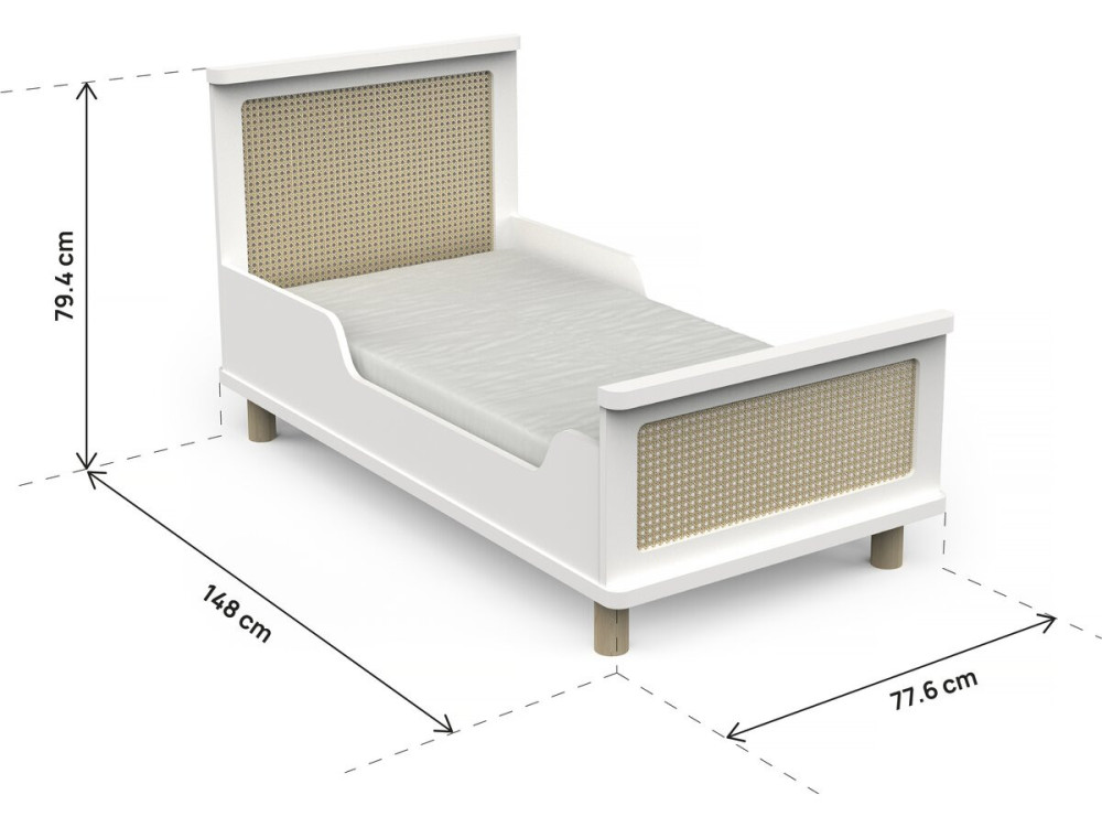 Cama infantil "Ochna" - 70 x 140 cm - Blanco mate