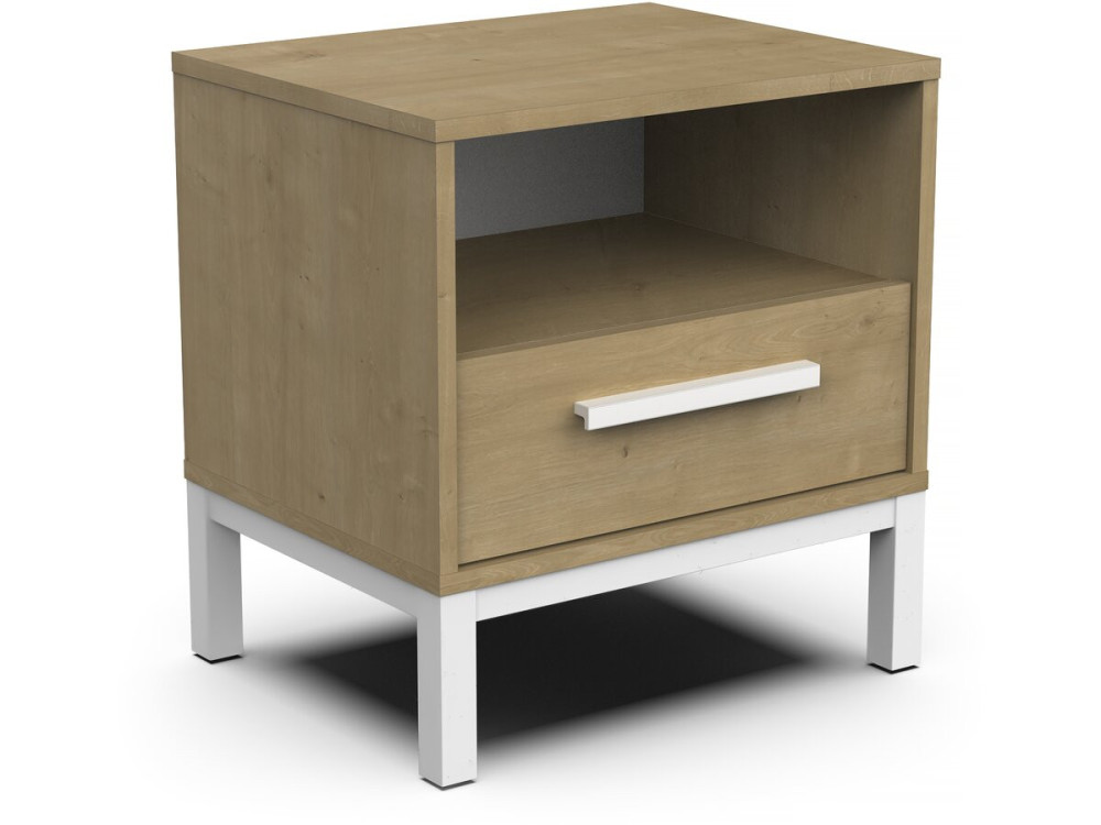 Mesita de noche Craft - Madera - 1 Cajón - Marrón/Blanco