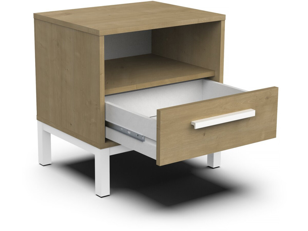 Mesita de noche Craft - Madera - 1 Cajón - Marrón/Blanco