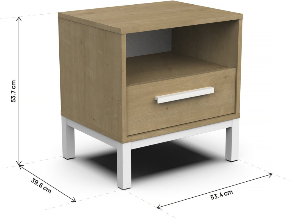 Mesita de noche Craft - Madera - 1 Cajón - Marrón/Blanco