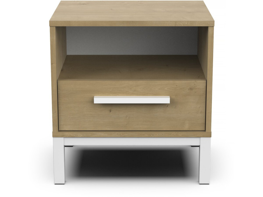 Mesita de noche Craft - Madera - 1 Cajón - Marrón/Blanco