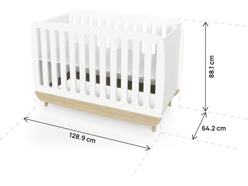Cuna "Firmiana" - 60 x 120 cm - Blanco mate