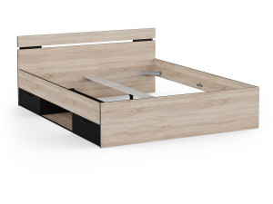 Cama doble de madera "Michigan" - 160 x 200 cm - Beige