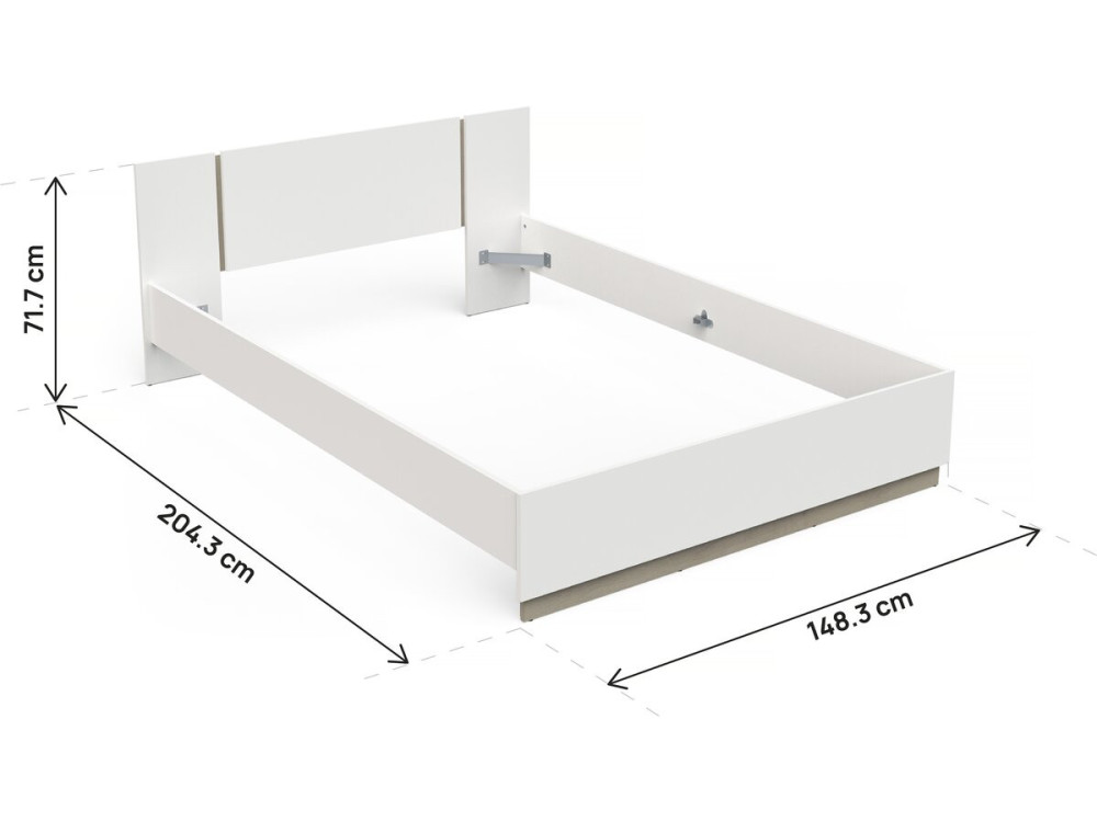 Cama doble de madera Watson - 140 x 200 cm - Blanco