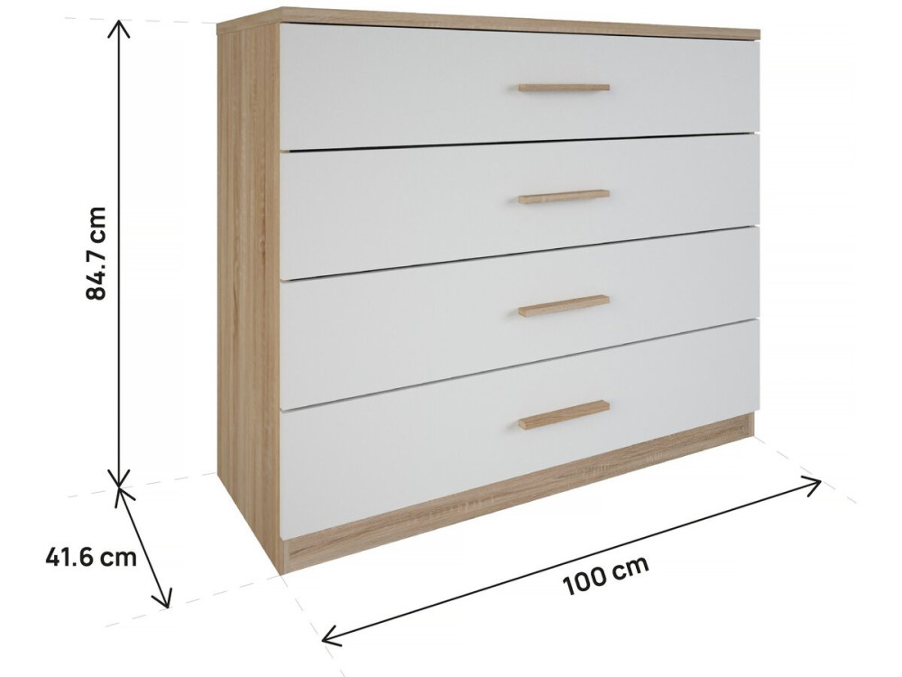 Cómoda "Selena" - Madera - 4 cajones - Blanco