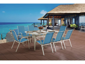 Conjunto De Jardín Mesa + 8 sillas de Textileno "Córdoba XL"  - Azul 2