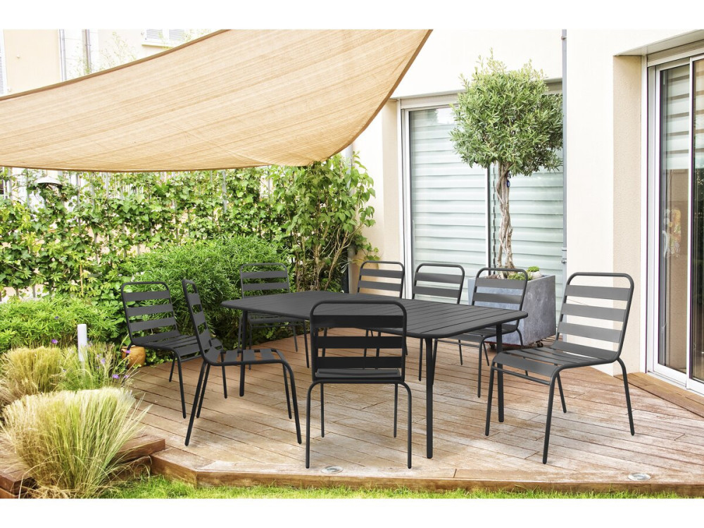 Conjunto de muebles de jardín metálicos "Bilbao" - 8 plazas - Gris