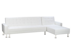 Sofá esquinero convertible y reversible "Theo" - 5 plazas - Blanco