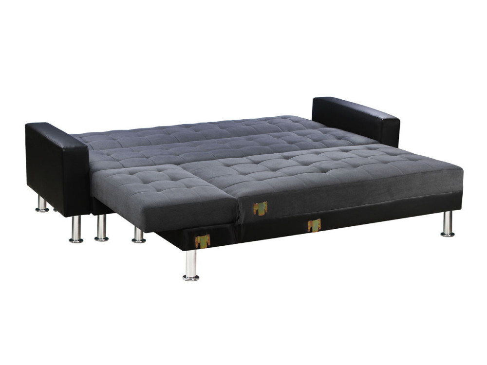 Sofá esquinero convertible y reversible "Theo" - 5 plazas - Negro y gris