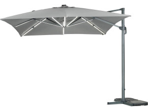 Parasol de jardin LED Alu "Sun 3 Luxe" - Cuadrado -  3 x 3 m - Gris