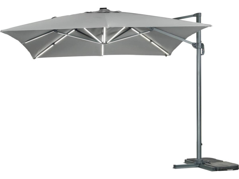 Parasol de jardin LED Alu "Sun 3 Luxe" - Cuadrado -  3 x 3 m - Gris