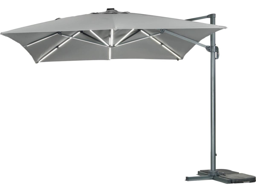 Parasol de jardin LED Alu "Sun 3 Luxe" - Cuadrado -  3 x 3 m - Gris