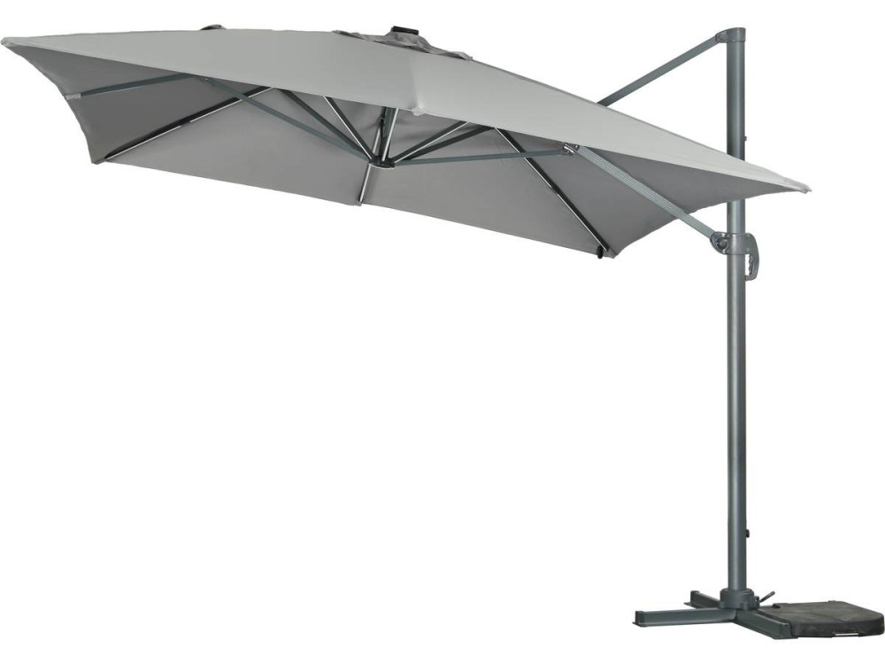 Parasol de jardin LED Alu "Sun 3 Luxe" - Cuadrado -  3 x 3 m - Gris