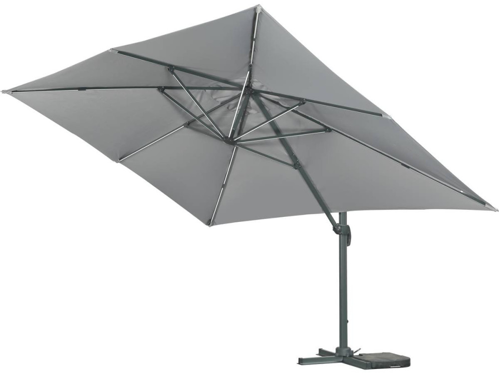 Parasol de jardin LED Alu "Sun 3 Luxe" - Cuadrado -  3 x 3 m - Gris