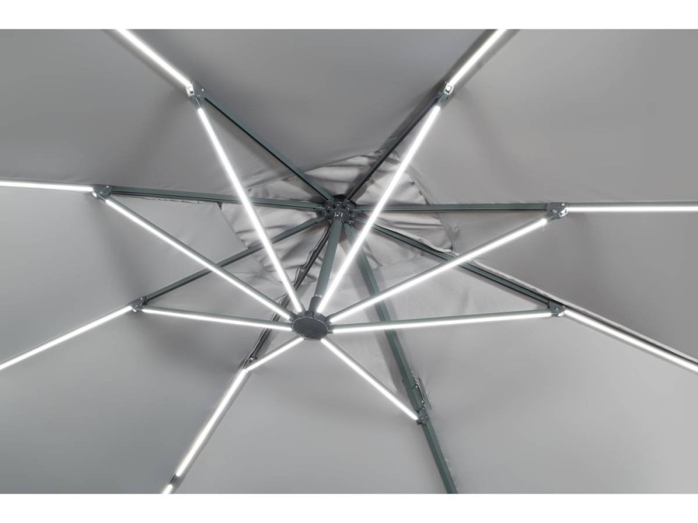 Parasol de jardin LED Alu "Sun 3 Luxe" - Cuadrado -  3 x 3 m - Gris