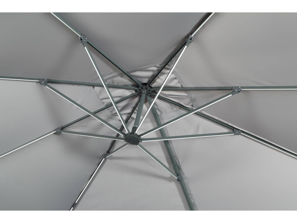 Parasol de jardin LED Alu "Sun 3 Luxe" - Cuadrado -  3 x 3 m - Gris