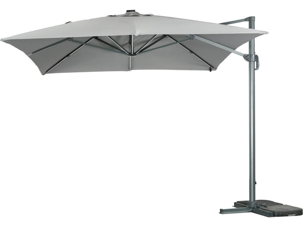 Parasol de jardin LED Alu "Sun 3 Luxe" - Cuadrado -  3 x 3 m - Gris
