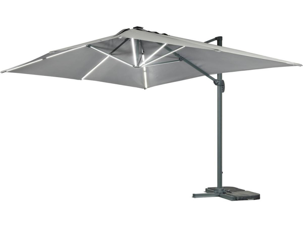 Parasol de jardin LED Alu "Sun 3 Luxe" - Cuadrado -  3 x 3 m - Gris