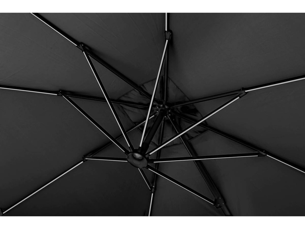 Sombrilla de jardin deportada LED aluminio "Sun 4 Luxe" - Rectángulo - 3 x 4 m - Negro + Pesas incluidas