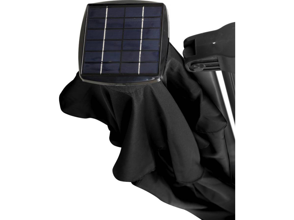 Sombrilla de jardin deportada LED aluminio "Sun 4 Luxe" - Rectángulo - 3 x 4 m - Negro + Pesas incluidas