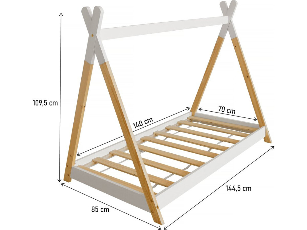 Cama Tipi "Melissa" 140 x 70 cm - Blanco