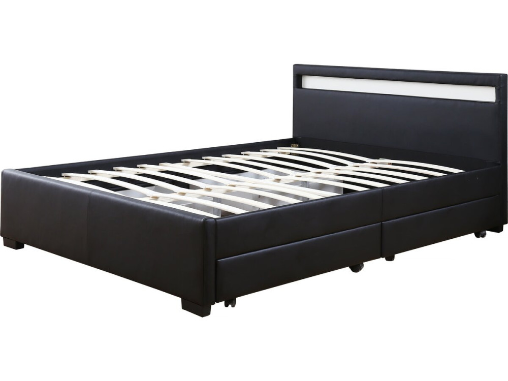 Cama Led "NICO" - 160 × 200 cm - Negro