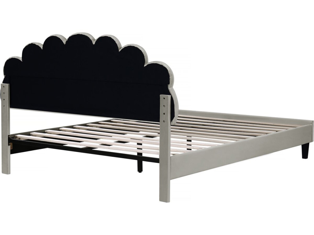 Cama "Manon" de terciopelo - 160 x 200 cm - Gris