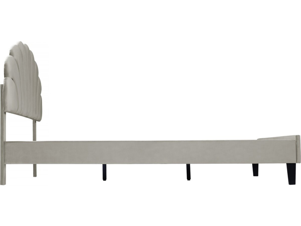 Cama "Manon" de terciopelo - 160 x 200 cm - Gris
