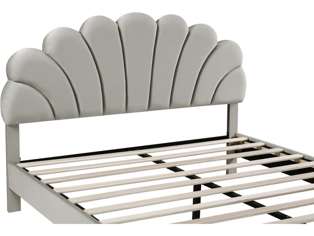 Cama "Manon" de terciopelo - 160 x 200 cm - Gris