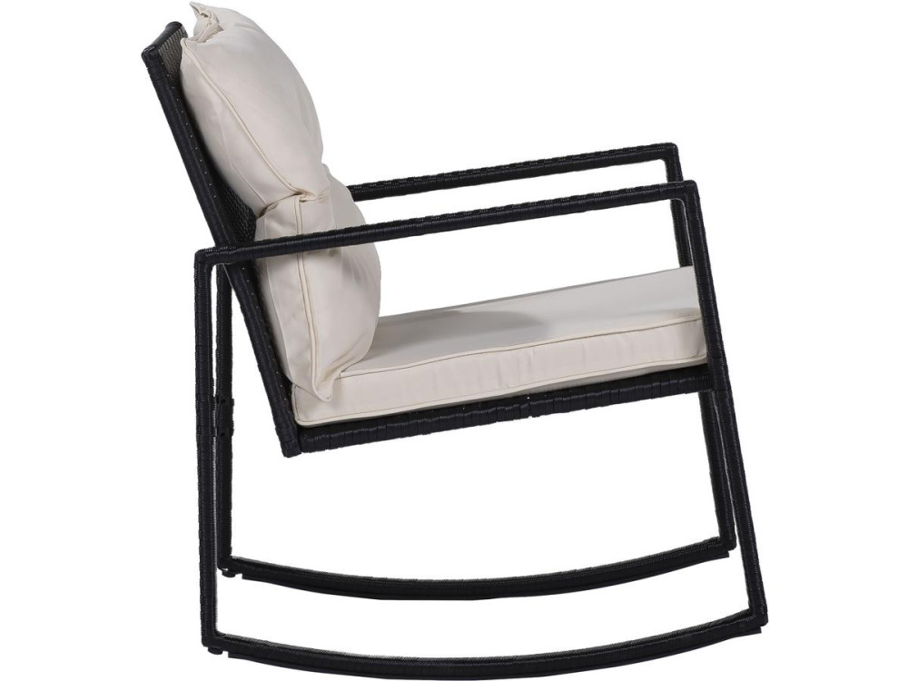 Conjunto de muebles de jardín "Sami" con mecedoras - Negro/beige