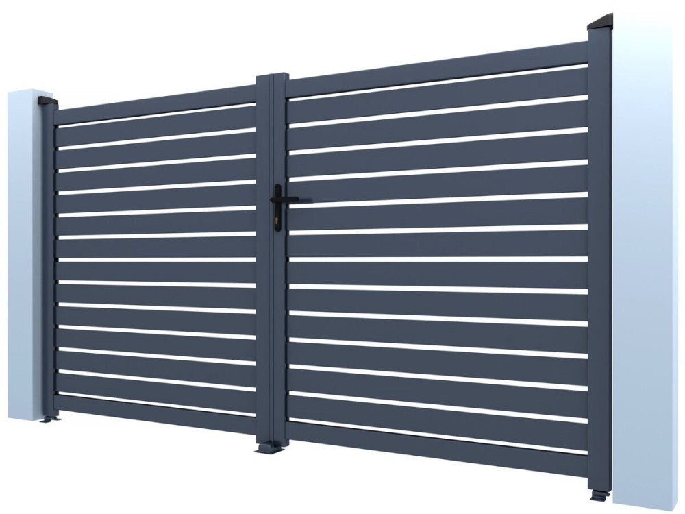 Puerta de aluminio semiperforada «Julien» - 300 x 180 cm - Gris