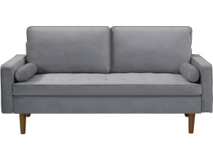 Sofá terciopelo "Yannick" - 82 x 179 x 86 cm - 3 plazas - Gris claro