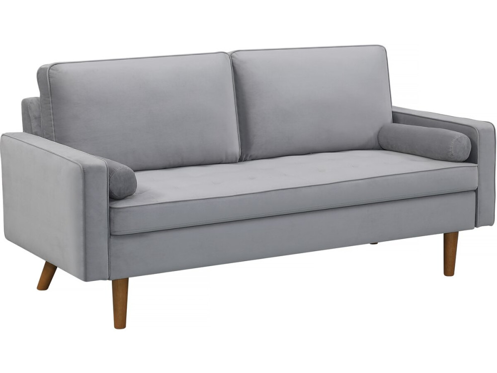 Sofá terciopelo "Yannick" - 82 x 179 x 86 cm - 3 plazas - Gris claro