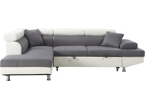 Sofá esquinero "Sophia luxe" - Blanco/ Gris - Esquina izquierda