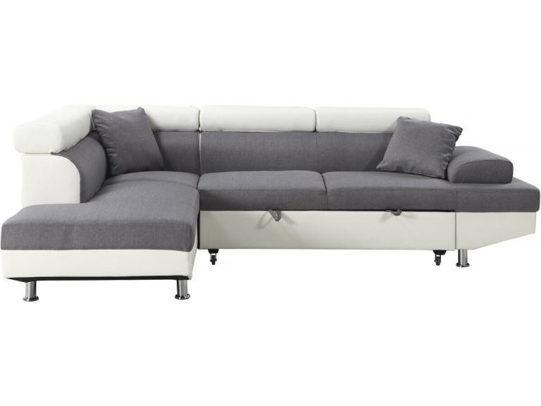 Sofá esquinero "Sophia luxe" - Blanco/ Gris - Esquina izquierda