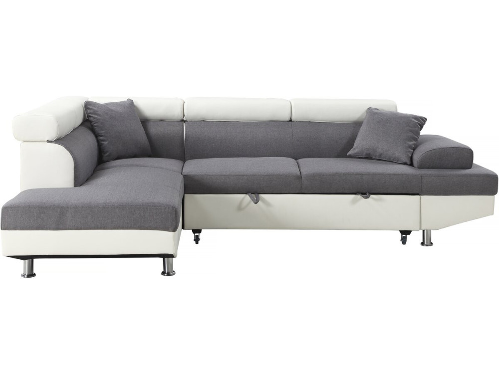 Sofá esquinero "Sophia luxe" - Blanco/ Gris - Esquina izquierda