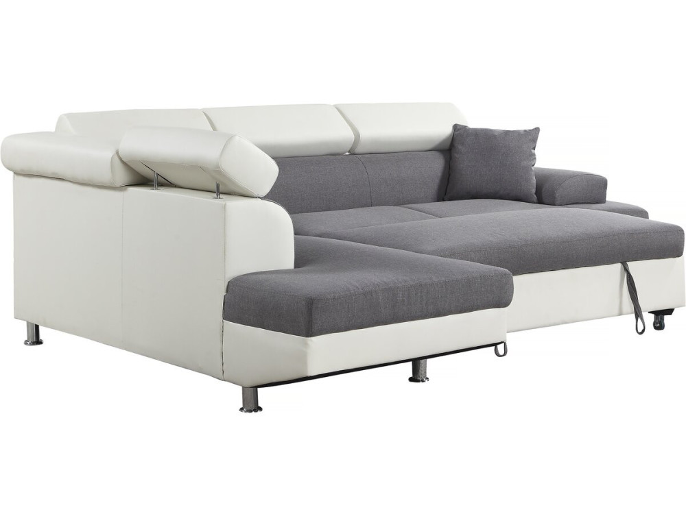Sofá esquinero "Sophia luxe" - Blanco/ Gris - Esquina izquierda