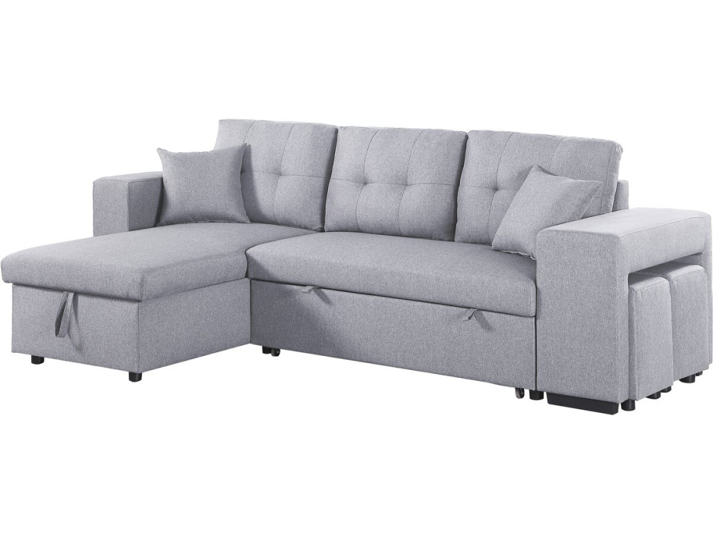 Sofá cama esquinero "Noah" de tela - 4 plazas - Gris claro